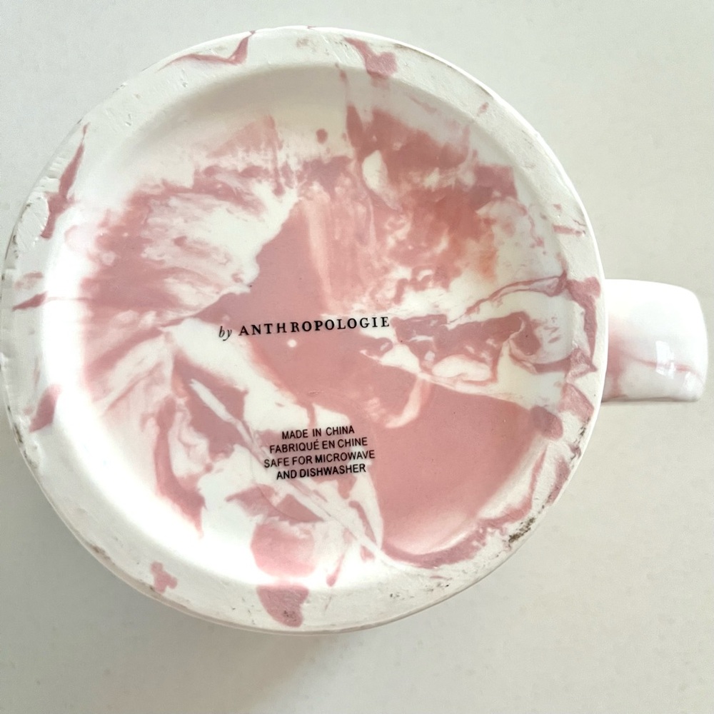 Anthropologie Marble Pink Initial Monogram Mug Tea Coffee - Picture 4 of 9